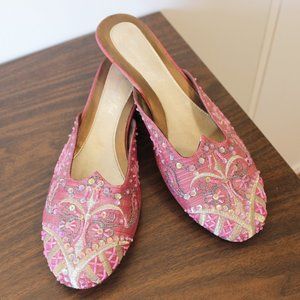 Beaded Pink Mules
